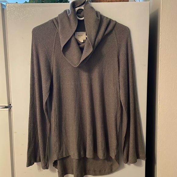 MAEVE BY ANTHROPOLOGIE OVERSIZED COWL NECK BELL SLEEVE SWEATER SZ S UNIQUE GRAY - Picture 1 of 7